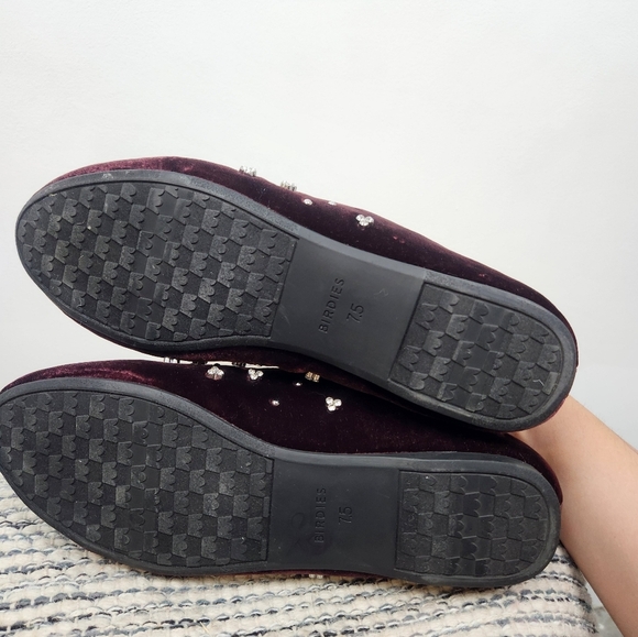 Birdies The Starling Maroon Velvet Crystal Loafer Flats Womens Size 7.5 - Picture 7 of 8